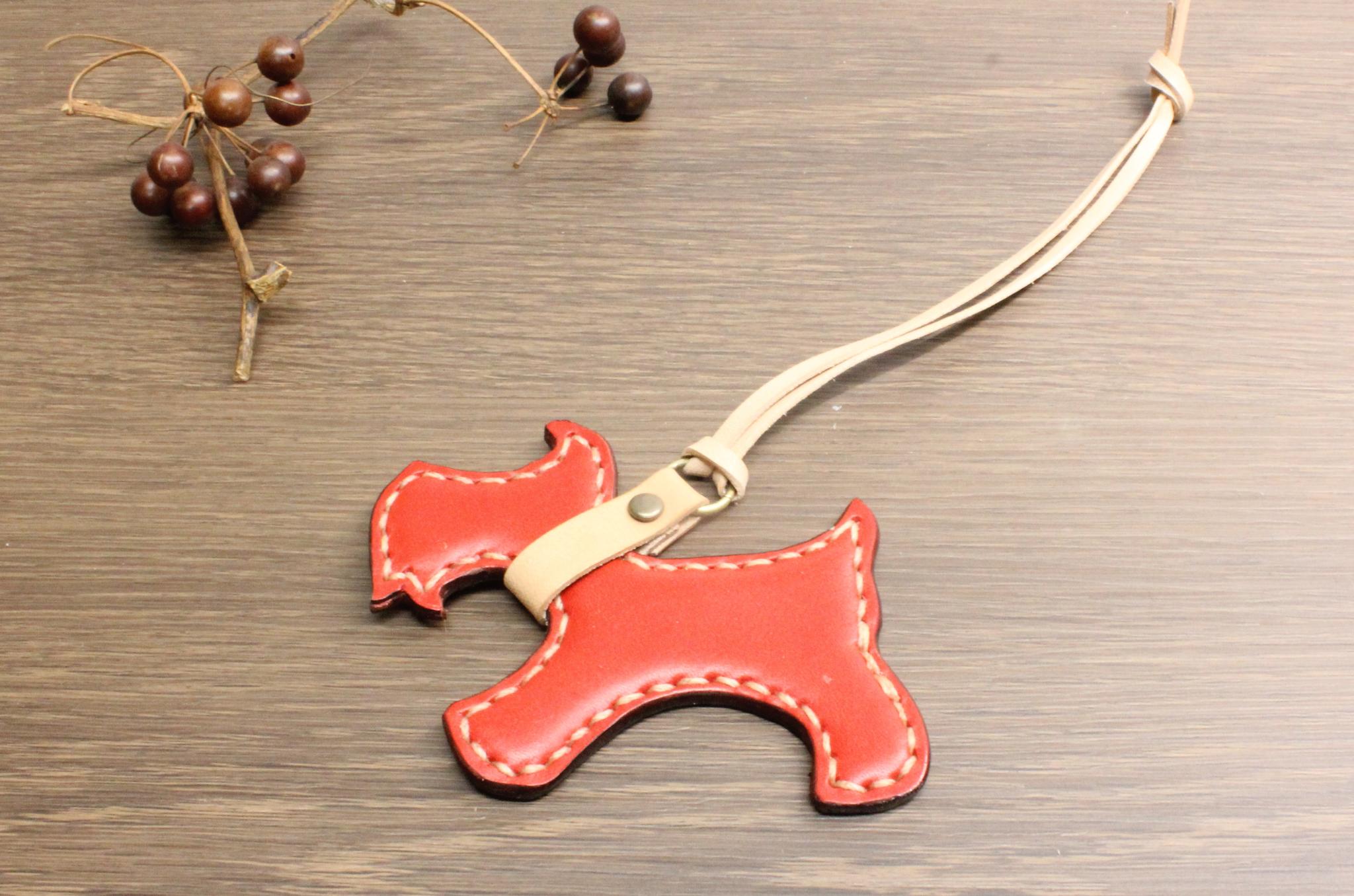 イタリアンレザー/ミニチュアシュナウザーのバッグチャーム/赤 | 3枚目