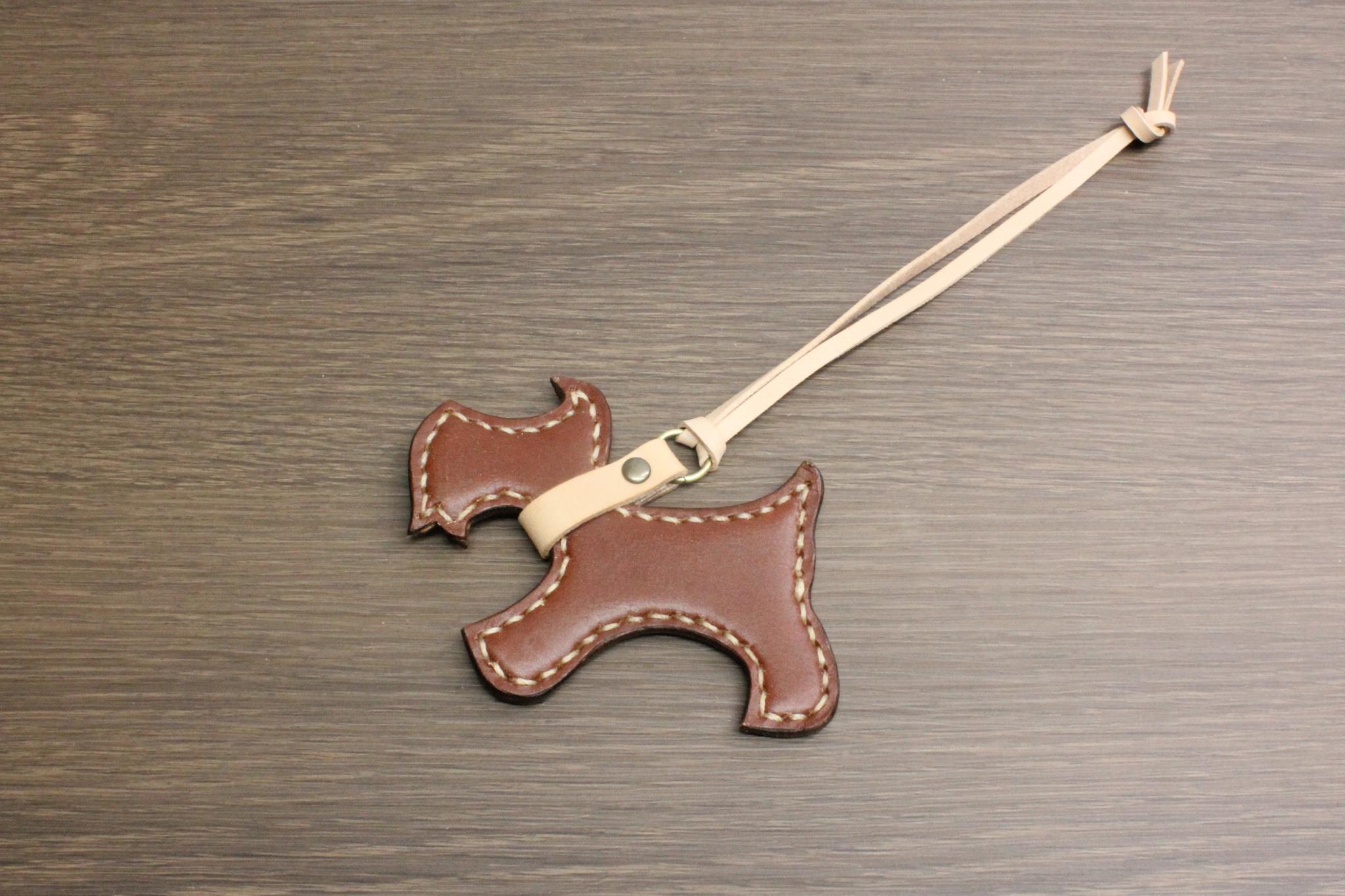 イタリアンレザー/ミニチュアシュナウザーのバッグチャーム/茶 | 4枚目