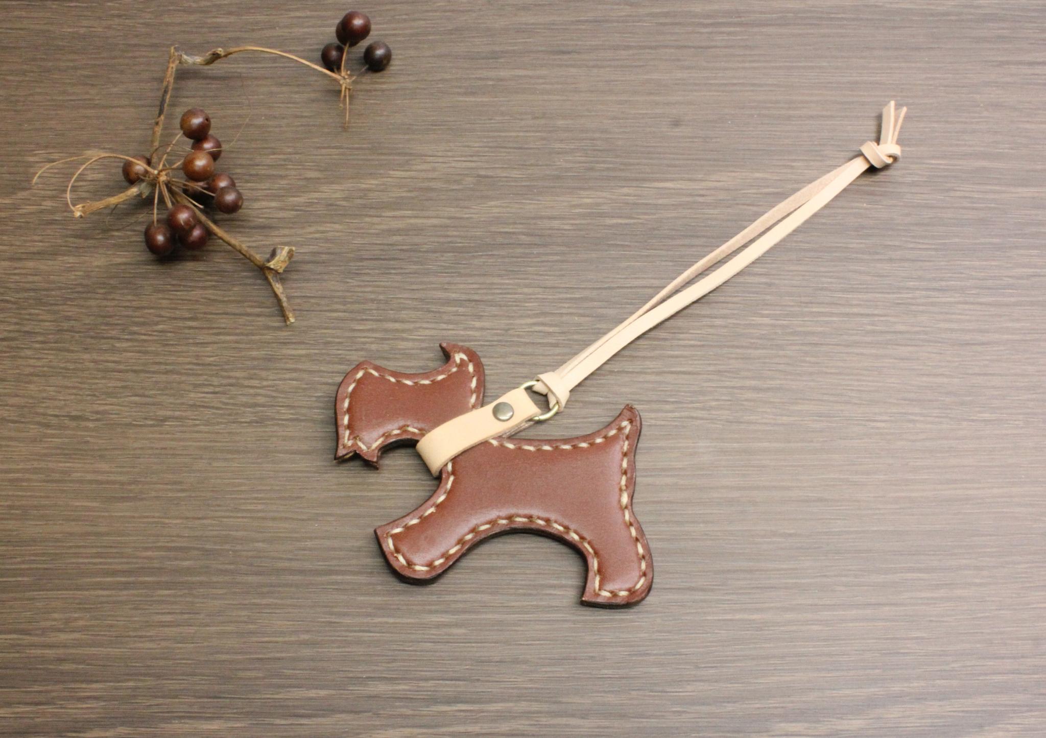 イタリアンレザー/ミニチュアシュナウザーのバッグチャーム/茶 | 6枚目