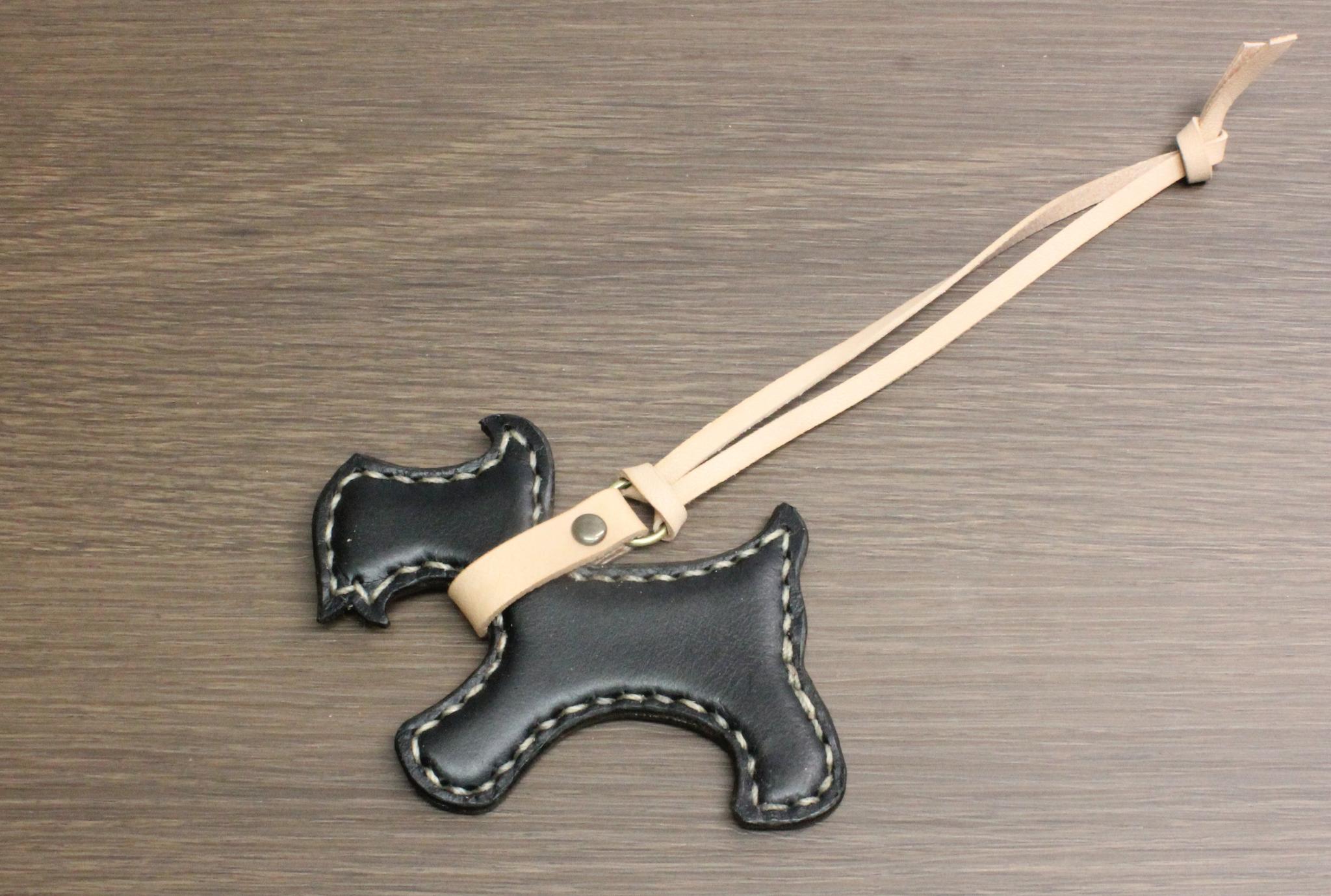 イタリアンレザー/ミニチュアシュナウザーのバッグチャーム/黒 | 3枚目