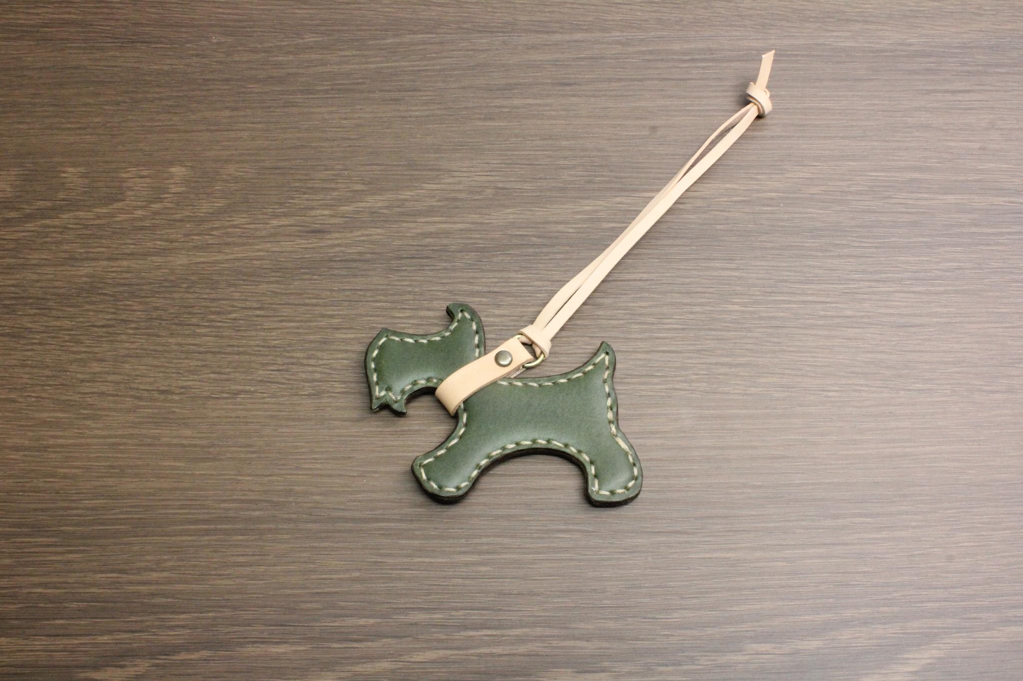 イタリアンレザー/ミニチュアシュナウザーのバッグチャーム/緑 | 3枚目