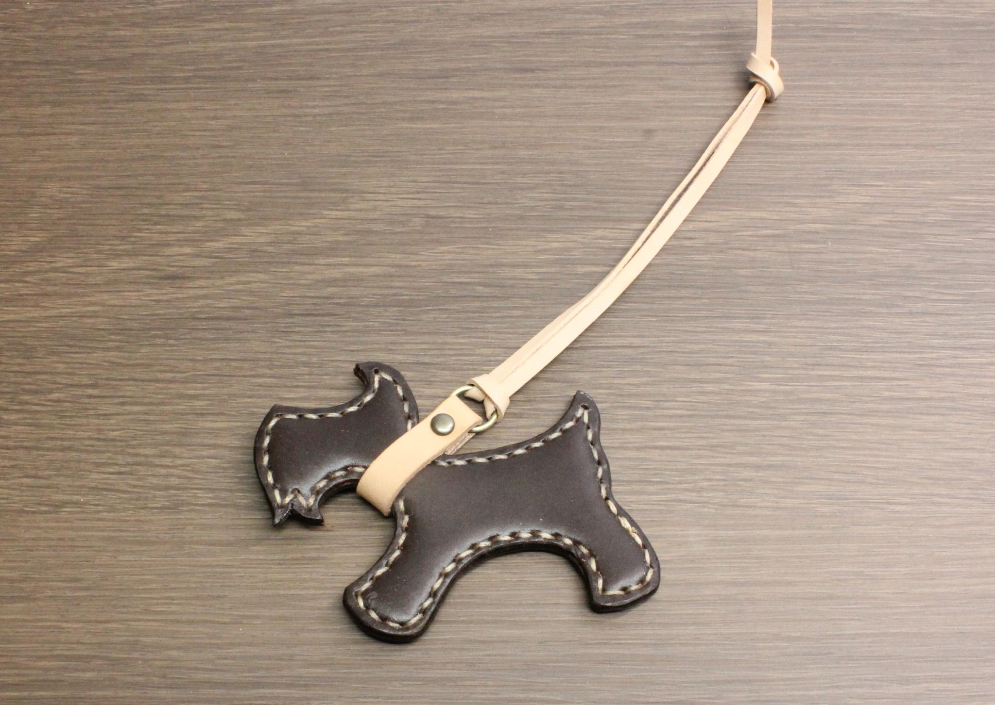 コピー：イタリアンレザー/ミニチュアシュナウザーのバッグチャーム/チョコ | 4枚目